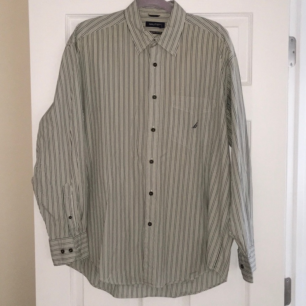 Nautica Mens Large Striped Work Shirt